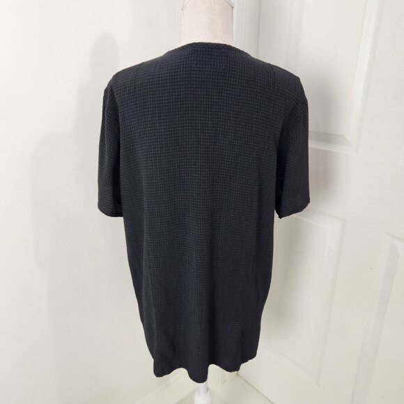 Flax Top Womens M Black Check Linen Textured Oversized Minimalist Lagenlook - Picture 5 of 11